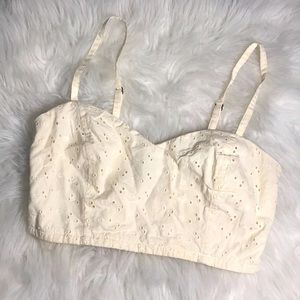 F21 Cream Flower-Detailed Crop Top